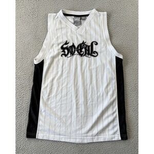 Vintage No Fear So‎ Cal Basketball Jersey Mens Medium Pinstripe Embroidered Y2K